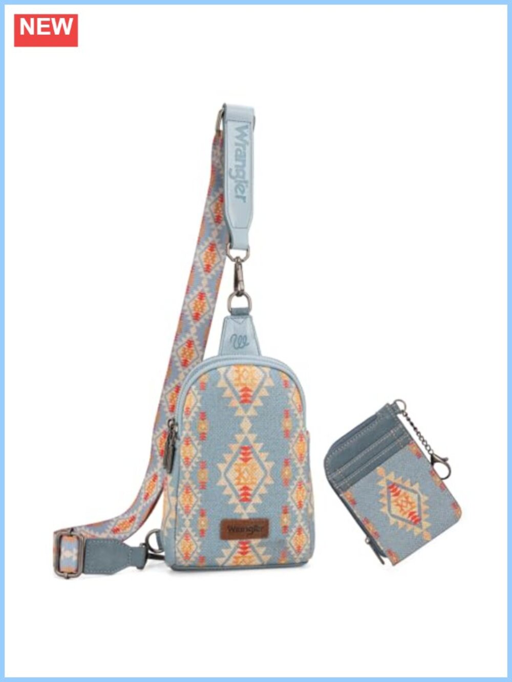 Wrangler Aztec Crossbody Sling Bag Wallet Set Western Style